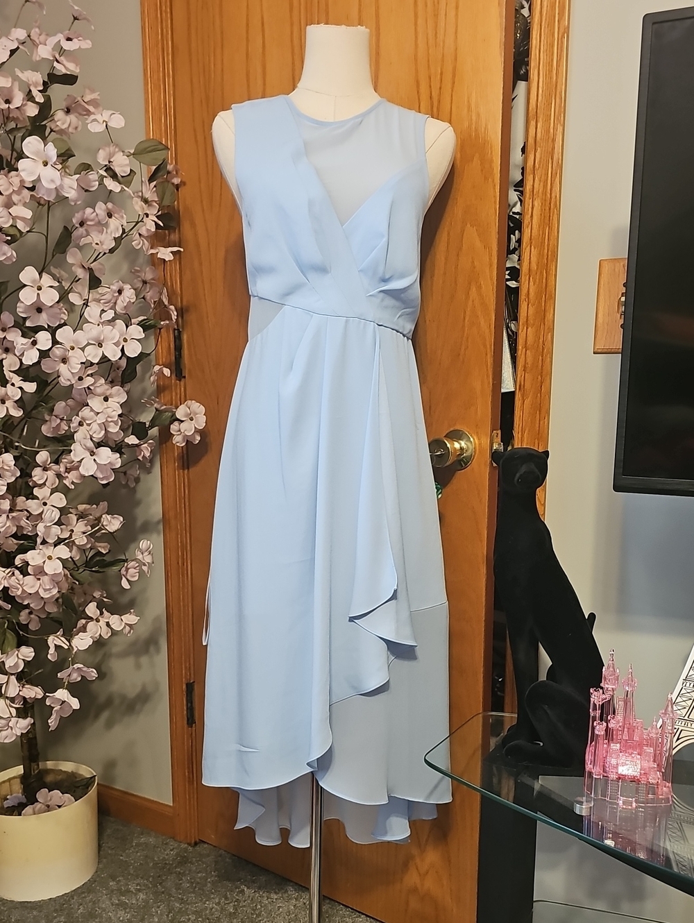 BNWT Bcbgmaxazria Blue Sheer Panel Dress